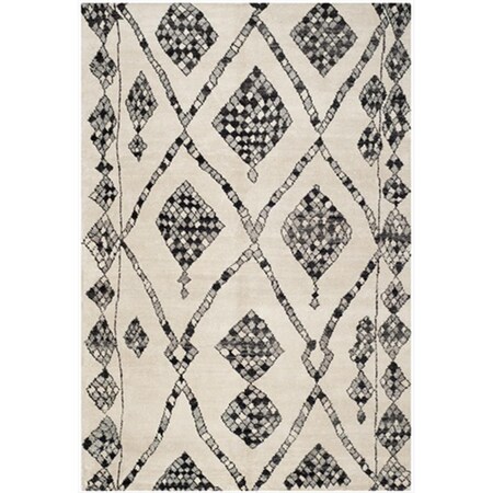 Safavieh 9 x 12 ft. Large Rectangle Contemporary Moroccan Ivory and Black Hand Knotted Rug MOR553A-9
